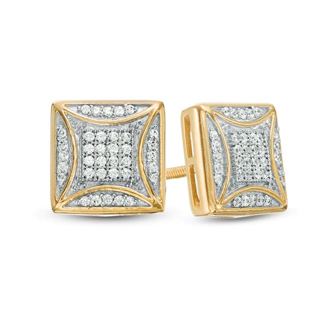 1/6 CT. T.W. Composite Diamond Raised Square Stud Earrings in