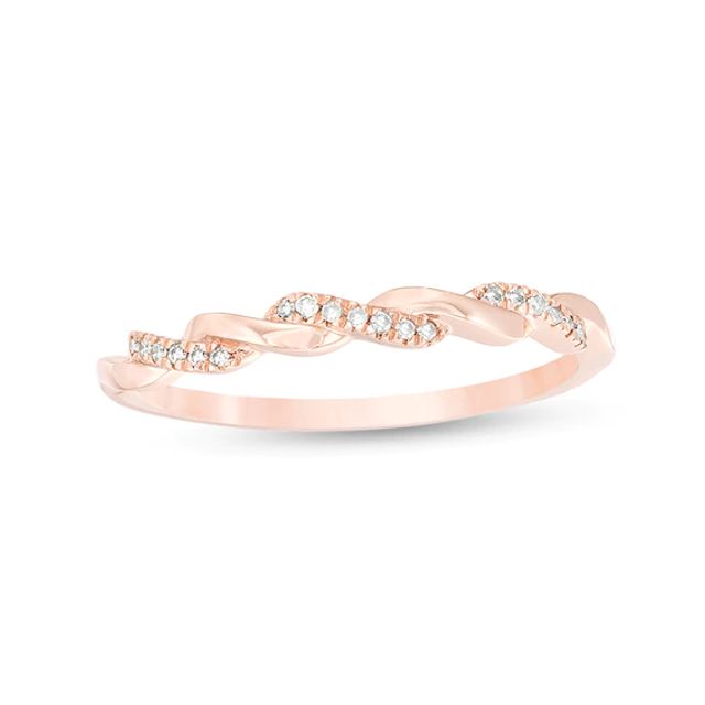 Previously Owned - 1/20 CT. T.w. Diamond Twist Wedding Band in 10K Rose Gold