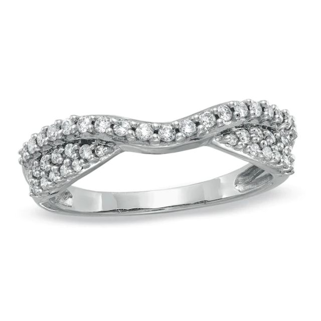 Previously Owned - 1/3 CT. T.w. Diamond PavÃ© Double Twist Contour Band in 14K White Gold