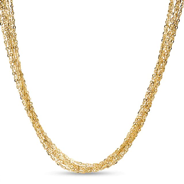 Previously Owned - Made in Italy 030 Gauge Multi-Strand Cable Chain Necklace in Sterling Silver with 18K Gold Plate