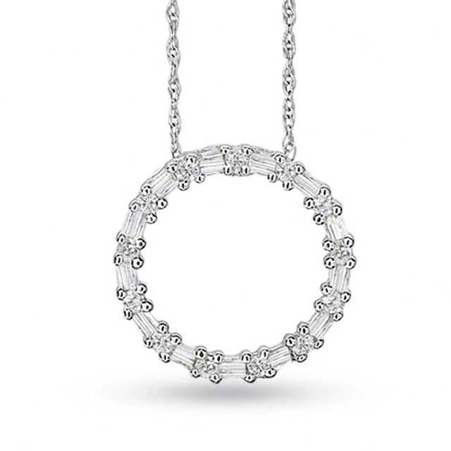 Previously Owned - 1/5 CT. T.w. Diamond Circle Pendant in 10K White Gold