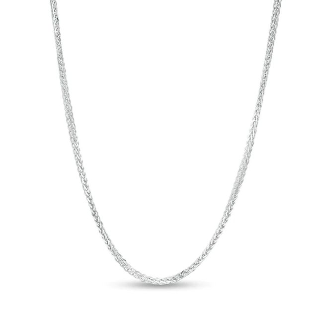 Previously Owned - Made in Italy 025 Gauge Adjustable Wheat Chain Necklace in 14K White Gold - 22"
