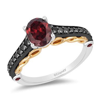 Previously Owned - Enchanted Disney Villains Evil Queen Garnet and 1/4 CT. T.w. Diamond Ring in Sterling Silver