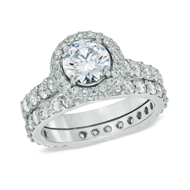 Previously Owned - Celebration LuxÂ® 1-1/2 CT. T.w. Diamond Bridal Set in 18K White Gold (I/Si2)