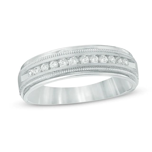 Previously Owned - Men's 1/4 CT. T.w. Diamond Milgrain Anniversary Band in 14K White Gold