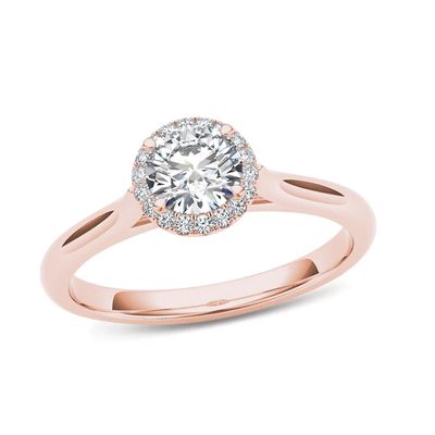 Previously Owned - 1/2 CT. T.w. Diamond Frame Engagement Ring in 14K Rose Gold