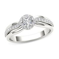 Previously Owned - 1/2 CT. T.w. Diamond Frame Swirl Engagement Ring in 14K White Gold