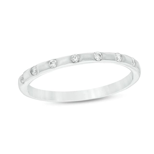 Previously Owned - 1/10 CT. T.w. Diamond Station Stackable Band in 10K White Gold