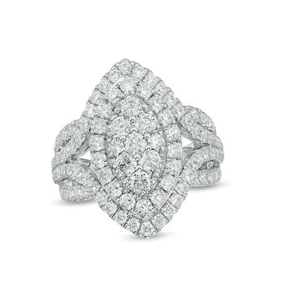 Previously Owned - 2-1/2 CT. T.w. Composite Diamond Marquise Frame Engagement Ring in 14K White Gold