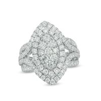 Previously Owned - 2-1/2 CT. T.w. Composite Diamond Marquise Frame Engagement Ring in 14K White Gold