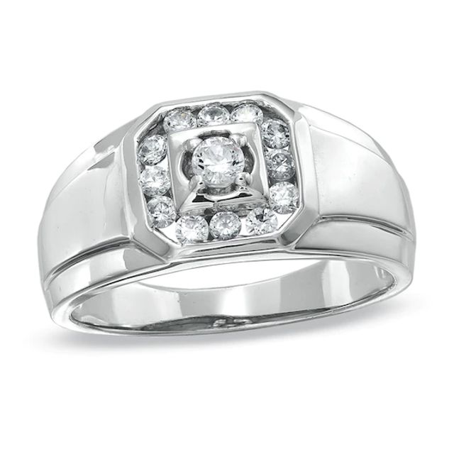 Previously Owned - Men's 1/2 CT. T.w. Diamond Frame Ring in 10K White Gold