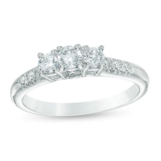 Previously Owned - 1/2 CT. T.w. Diamond Past Present FutureÂ® Ring in 14K White Gold
