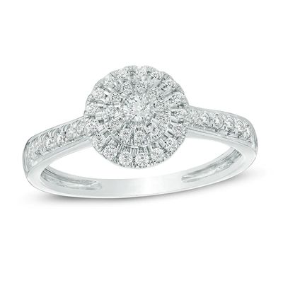 Previously Owned - 1/3 CT. T.w. Diamond Double Frame Ring in 10K White Gold