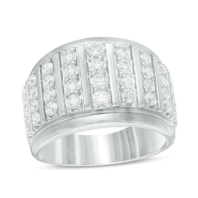 Previously Owned - Men's 2 CT. T.w. Diamond Multi-Row Ring in 10K White Gold