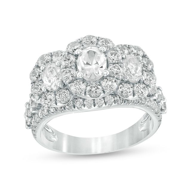 Previously Owned - 3 CT. T.w. Oval Diamond Past Present FutureÂ® Frame Engagement Ring in 14K White Gold