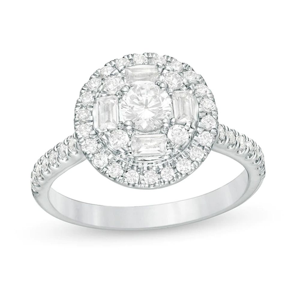 Previously Owned - 1 CT. T.w. Diamond Frame Engagement Ring in 14K White Gold