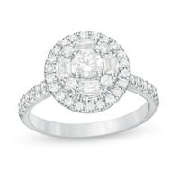 Previously Owned - 1 CT. T.w. Diamond Frame Engagement Ring in 14K White Gold