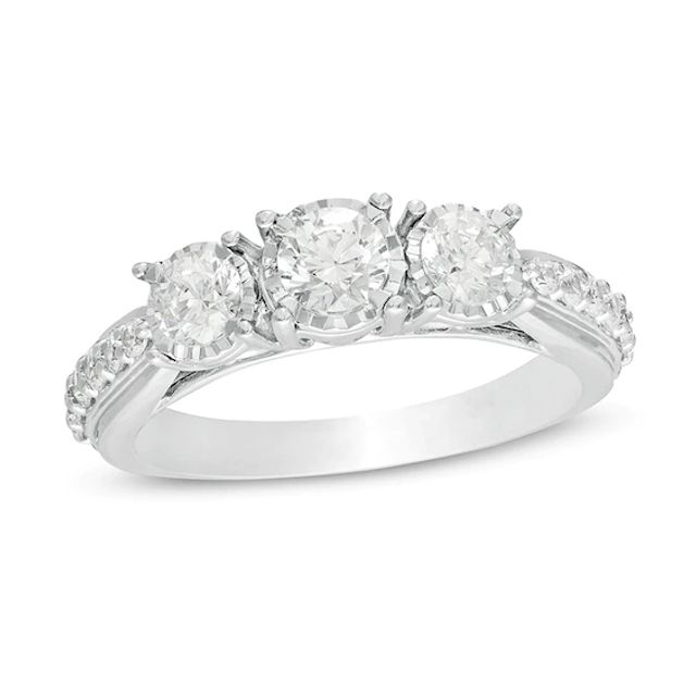 Previously Owned - 1 CT. T.w. Diamond Past Present FutureÂ® Engagement Ring in 14K White Gold