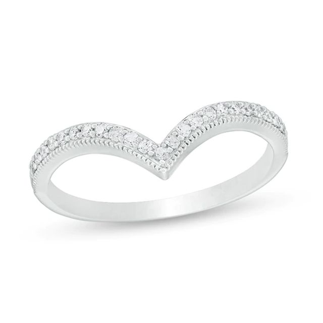 Previously Owned - 1/6 CT. T.w. Diamond Chevron Vintage-Style Anniversary Band in 10K White Gold
