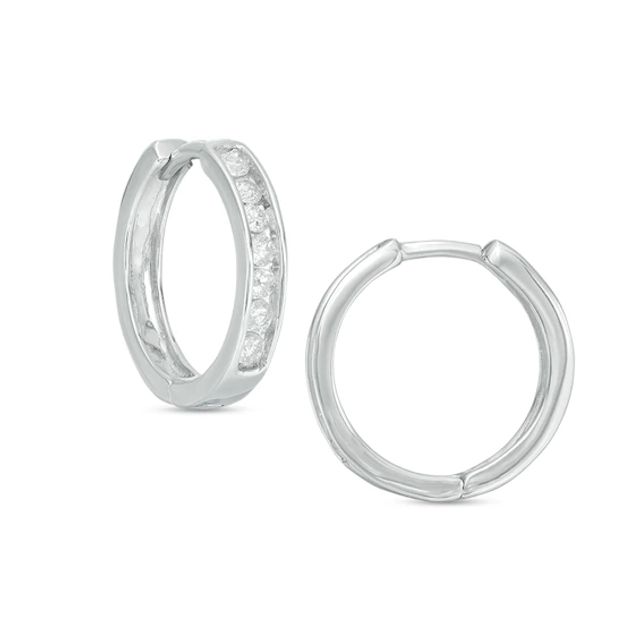 Previously Owned - 1/2 CT. T.w. Diamond Huggie Hoop Earrings in 10K White Gold