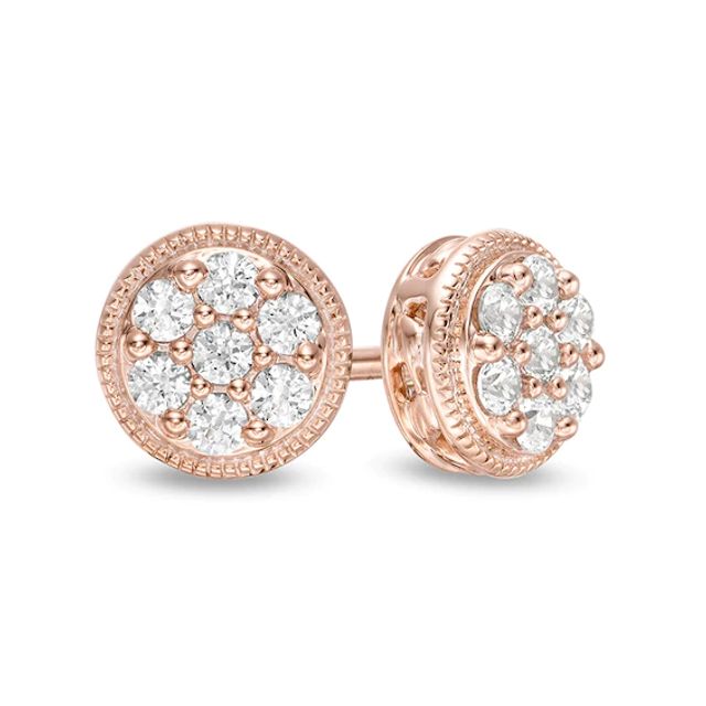 Previously Owned - 1/4 CT. T.w. Composite Diamond Vintage-Style Stud Earrings in 10K Rose Gold