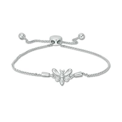 Previously Owned - Diamond Accent Butterfly Bolo Bracelet in Sterling Silver - 9.5"