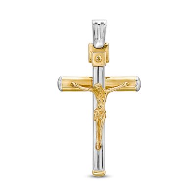 Previously Owned - Made in Italy Men's Crucifix Necklace Charm in 10K Two-Tone Gold