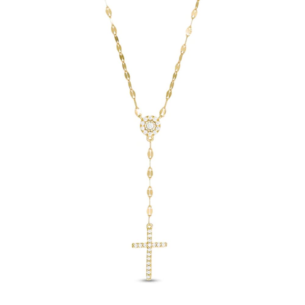 Previously Owned - 1/5 CT. T.w. Diamond Frame Cross "Y" Necklace in 10K Gold