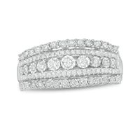 Previously Owned - 1/4 CT. T.w. Diamond Multi-Row Ring in 10K White Gold