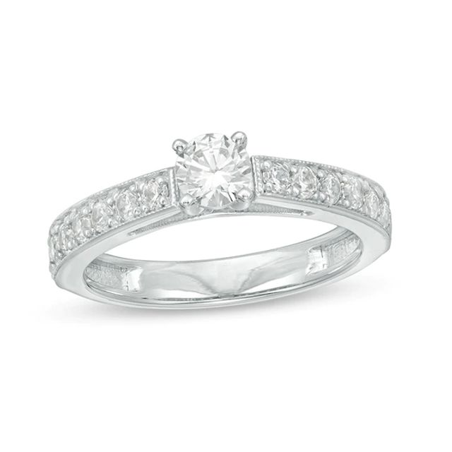 Previously Owned - 1/2 CT. T.w. Diamond Vintage-Style Engagement Ring in Platinum (I/Si2)