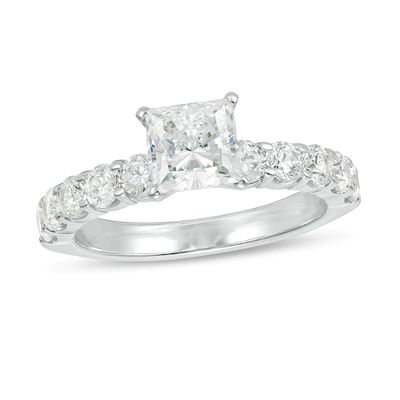 Previously Owned - 2 CT. T.w. Princess-Cut Diamond Engagement Ring in 14K White Gold