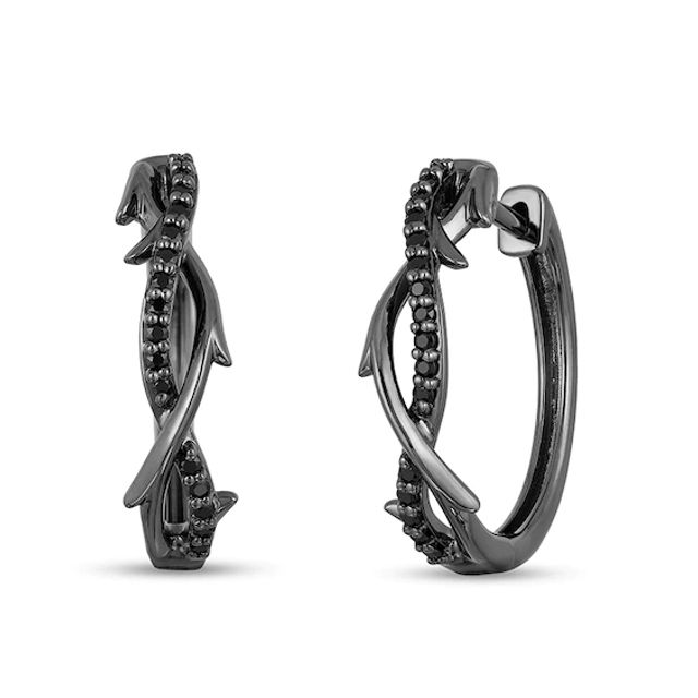 Previously Owned - Enchanted Disney Villains Maleficent 1/5 CT. T.w. Black Diamond Hoop Earrings