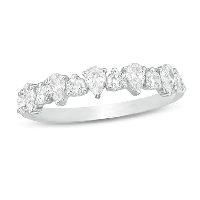 Previously Owned - 3/4 CT. T.w. Pear-Shaped and Round Diamond Alternating Band in 14K White Gold