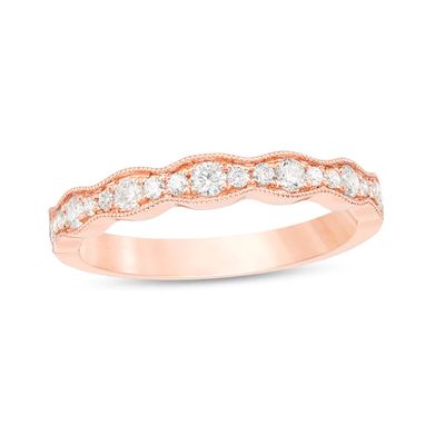 Previously Owned - 1/3 CT. T.w. Diamond Wave Vintage-Style Anniversary Band in 10K Rose Gold