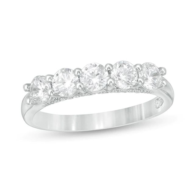 Previously Owned - Zales Private Collection 1 CT. T.w. Colourless Diamond Five Stone Wedding Band in 14K White Gold