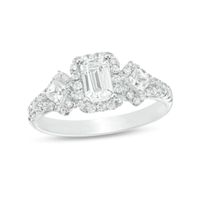 Previously Owned - 1 CT. T.w. Emerald-Cut Diamond Past Present FutureÂ® Frame Engagement Ring in 14K White Gold