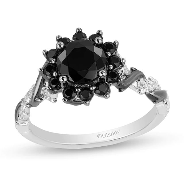 Previously Owned - Enchanted Disney Villains Maleficent 1-1/2 CT. T.w. Enhanced Black and White Diamond Engagement Ring