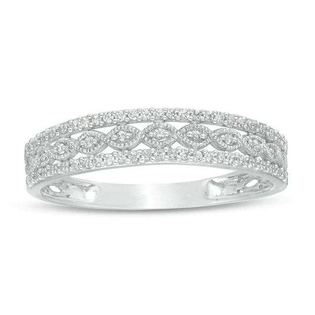 Previously Owned - 1/15 CT. T.w. Diamond Vintage-Style Braid Band in 10K White Gold