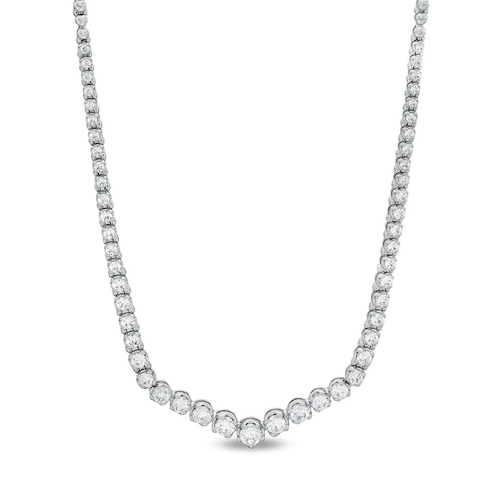 Previously Owned - 4 CT. T.w. Diamond Riviera Necklace in 10K White Gold - 17"