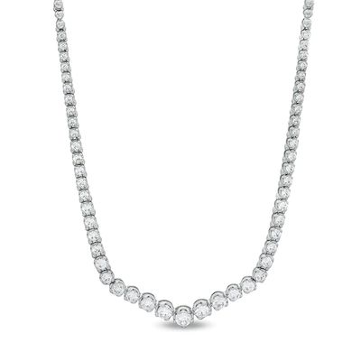 Previously Owned - 4 CT. T.w. Diamond Riviera Necklace in 10K White Gold - 17"