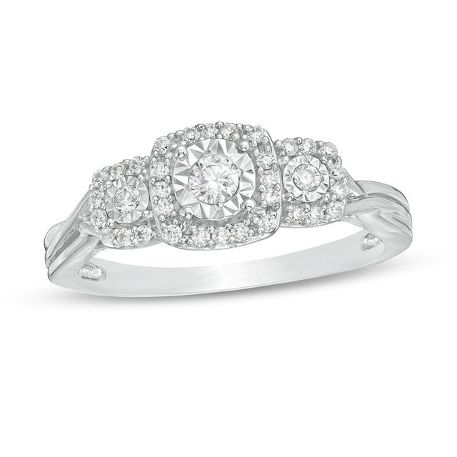 Previously Owned - 1/4 CT. T.w. Diamond Past Present FutureÂ® Promise Ring in 10K White Gold