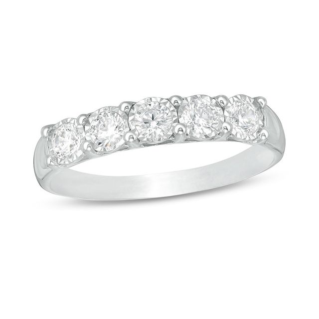 Previously Owned - 1/2 CT. T.w. Diamond Five Stone Band in 10K White Gold