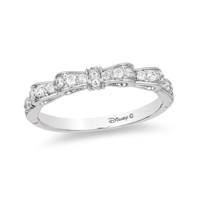 Previously Owned - Enchanted Disney Snow White 1/4 CT. T.w. Diamond Bow Wedding Band in 14K White Gold