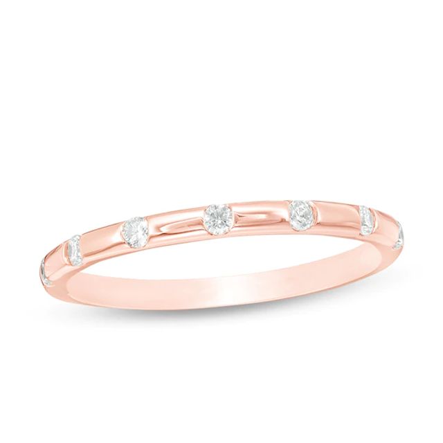 Previously Owned - 1/8 CT. T.w. Diamond Seven Stone Station Anniversary Band in 10K Rose Gold