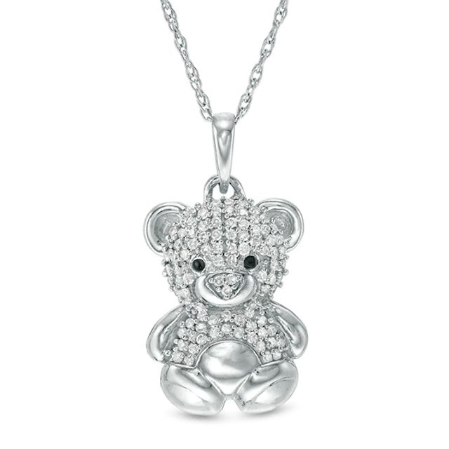 Previously Owned - 1/10 CT. T.w. Diamond Teddy Bear Pendant in Sterling Silver