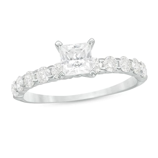 Previously Owned - 1 CT. T.w. Princess-Cut Diamond Engagement Ring in 14K White Gold