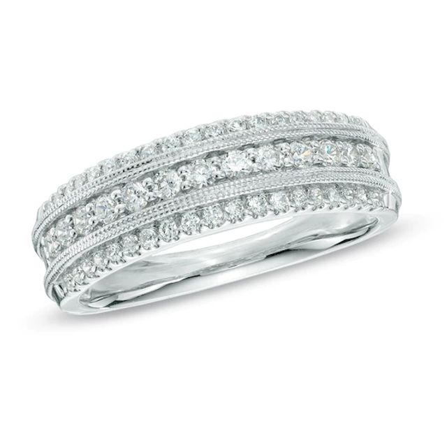 Previously Owned - 1/2 CT. T.w. Diamond Vintage-Style Anniversary Band in 14K White Gold