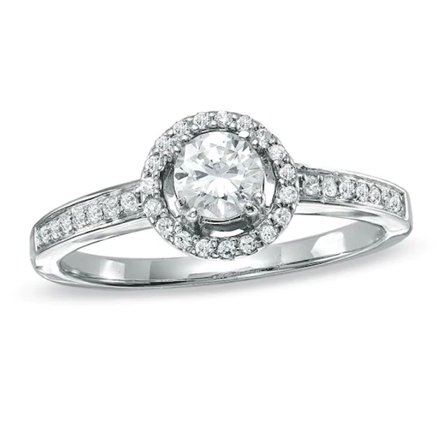 Previously Owned - 1/2 CT. T.w. Diamond Framed Engagement Ring in 14K White Gold