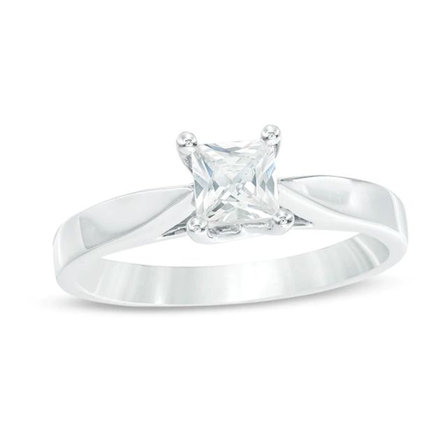 Previously Owned - Celebration Ideal 1/2 CT. Princess-Cut Diamond Solitaire Engagement Ring in 14K White Gold (I/I1)