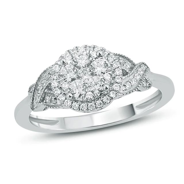 Previously Owned - 1/2 CT. T.w. Composite Diamond Frame Twist Engagement Ring in 10K White Gold